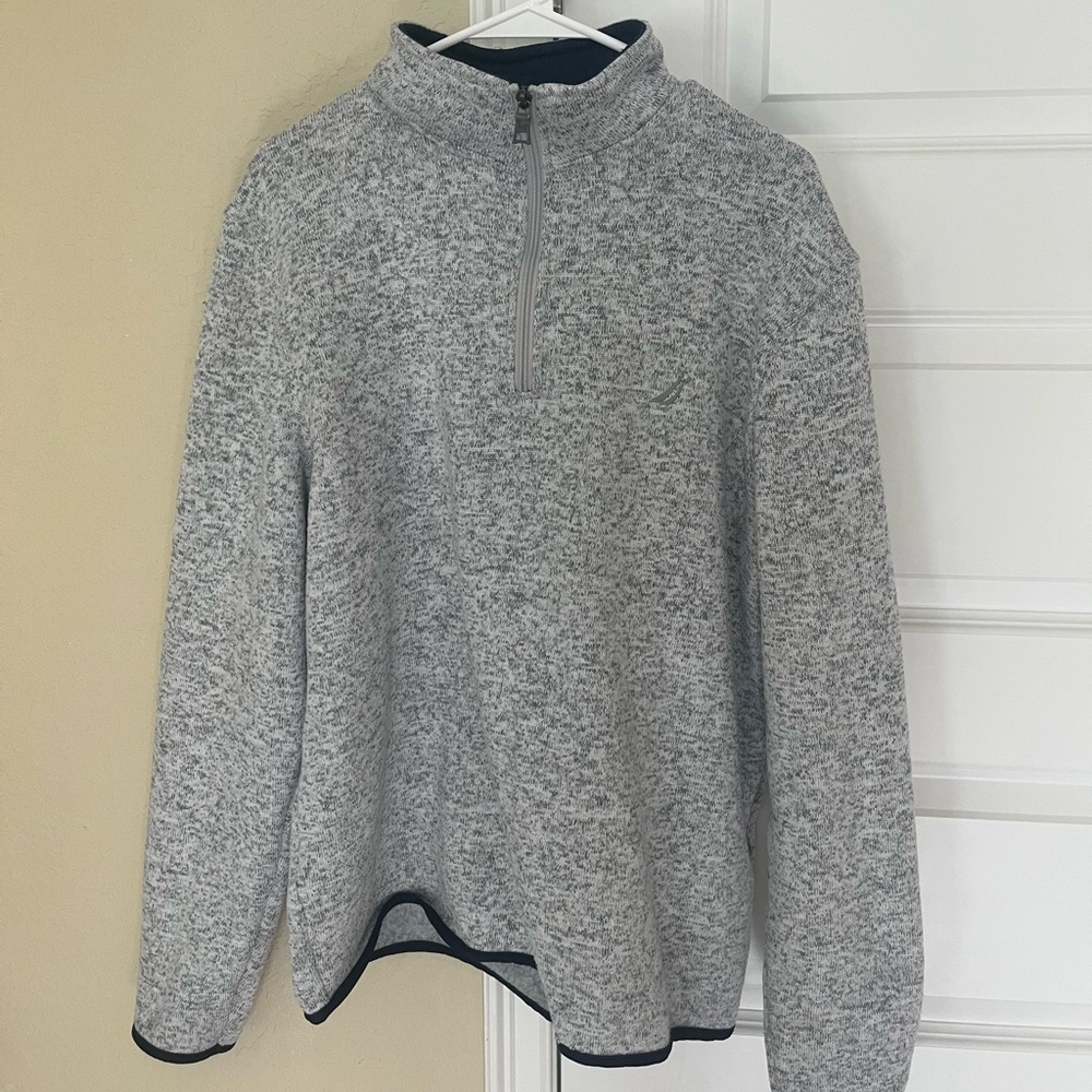Nautica Men's Heather Gray Zip-Up Sweater